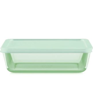 Pyrex Pyrex® Simply Store® Tinted 6-cup Rectangle Storage with Green Plastic Lid