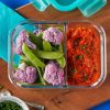 Pyrex Pyrex® MealBox 4-cup Divided Glass Food Storage Container with Turquoise Lid